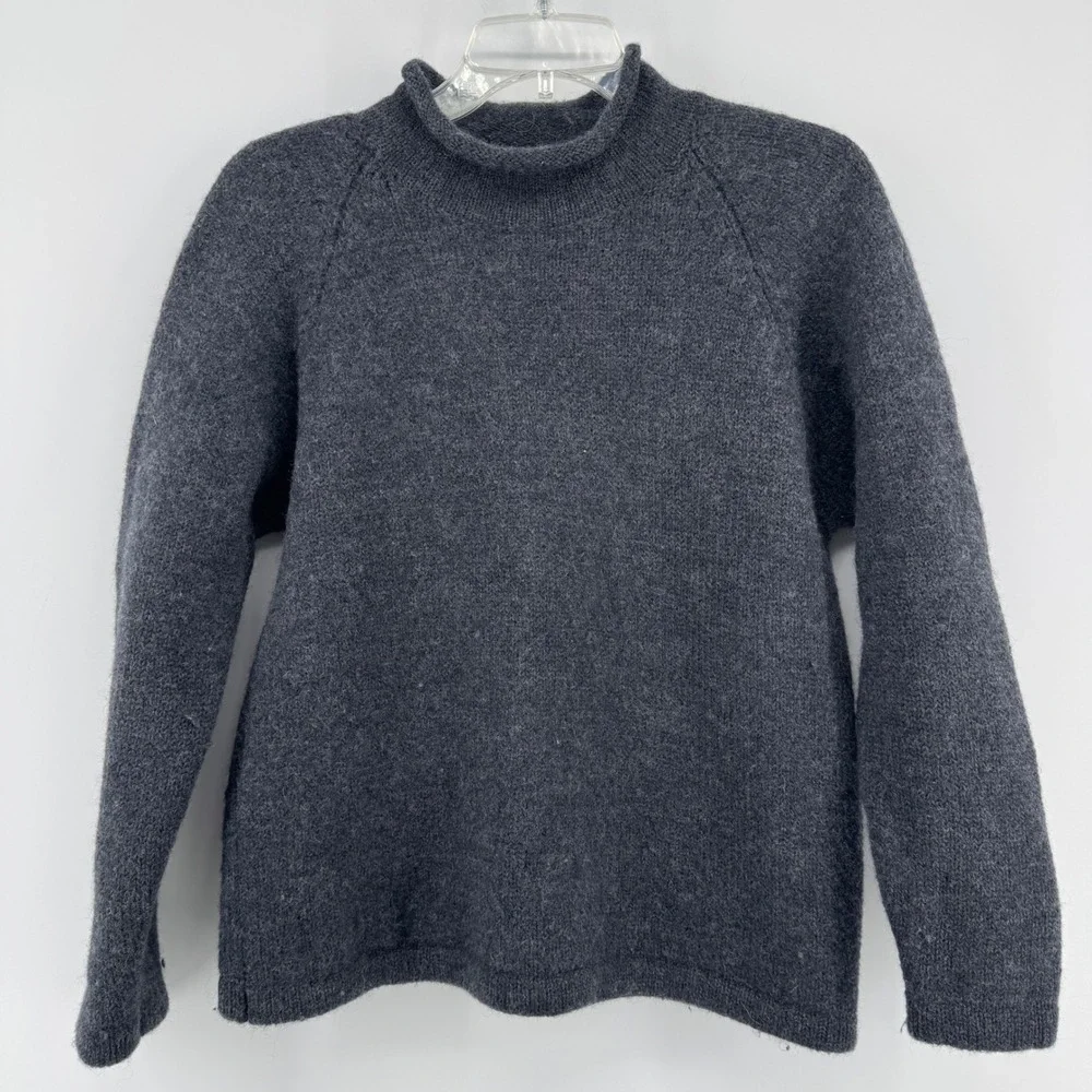 Gap Sweater Women S Gray 100% Wool Mock Neck Raglan Long Sleeve Knit